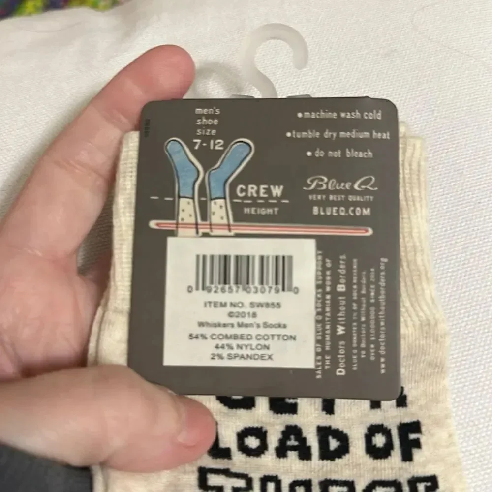 NWT Blue Q Men's Crew Socks - Get a load of these whiskers